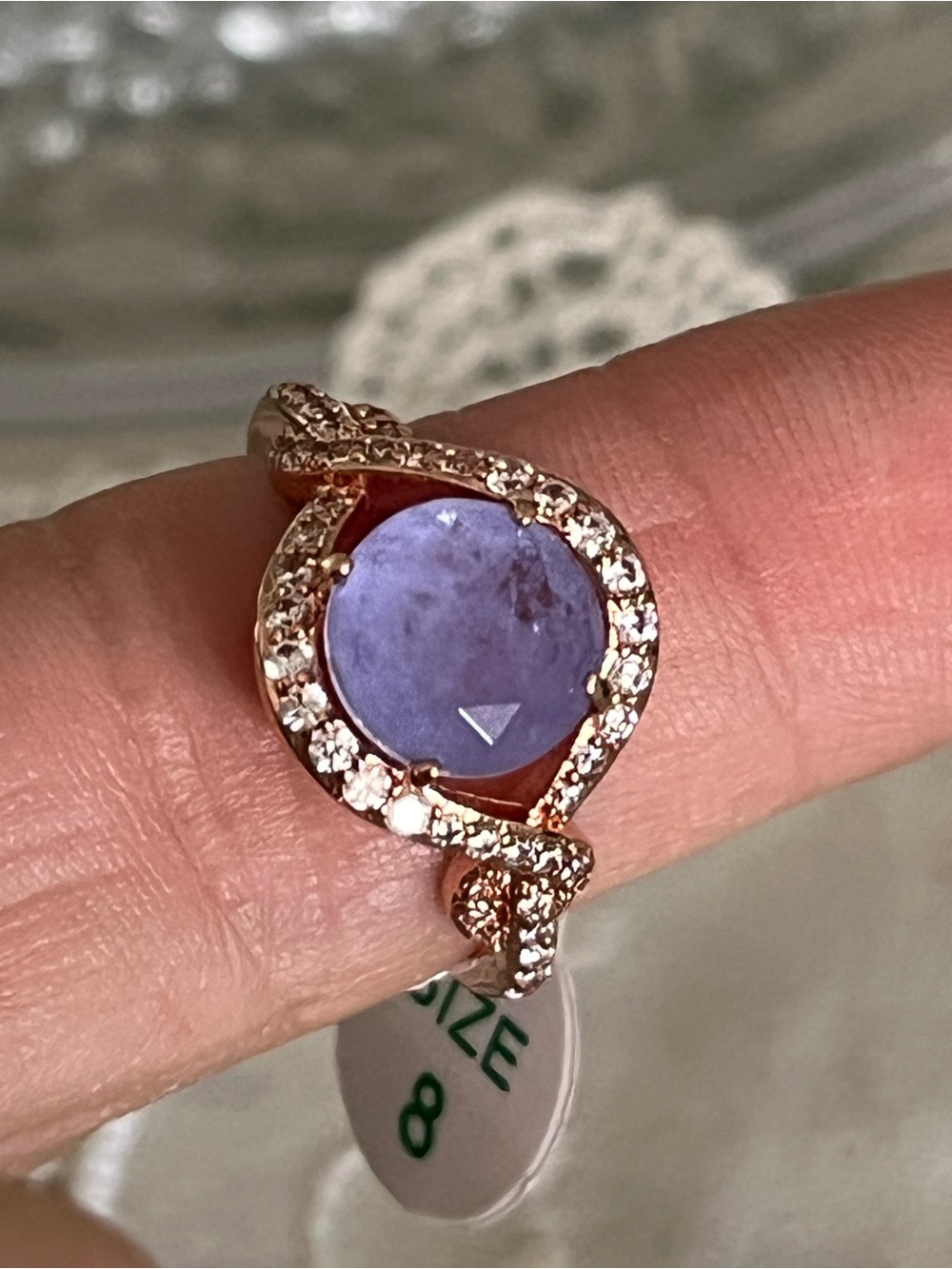Purple Tanzanite-Style Swirl Twist Ring – Size 8